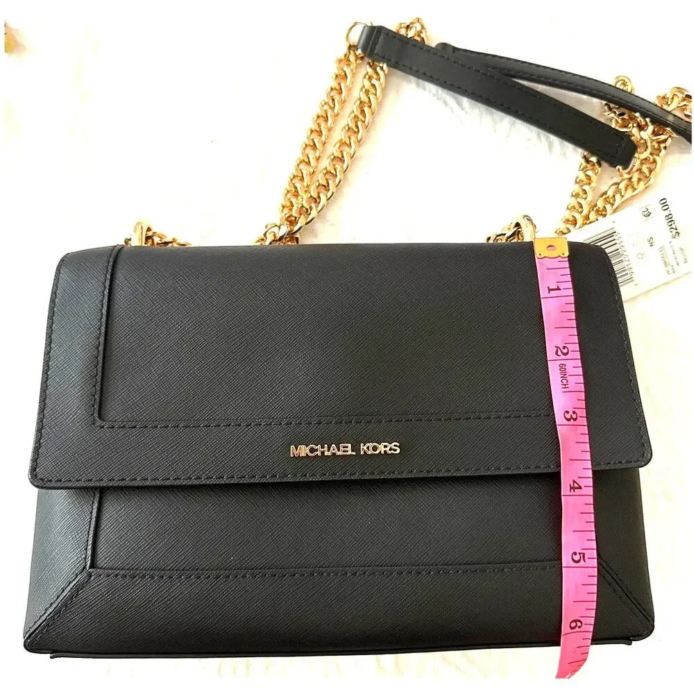 Michael Kors Sallie Crossbody Chain Strap Leather Small Black NWT